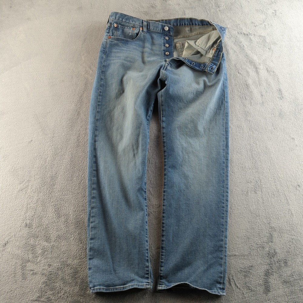 Levis 501 Jeans Mens‎ 38 (Fits 36x28) Blue Light Wash Faded Straight Button Fly